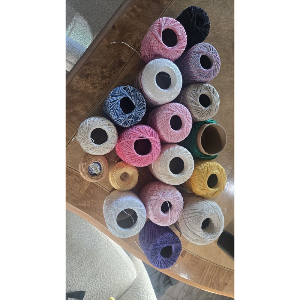 Crochet Thread Variety Lot Multi Colors & different Sizes New & Used